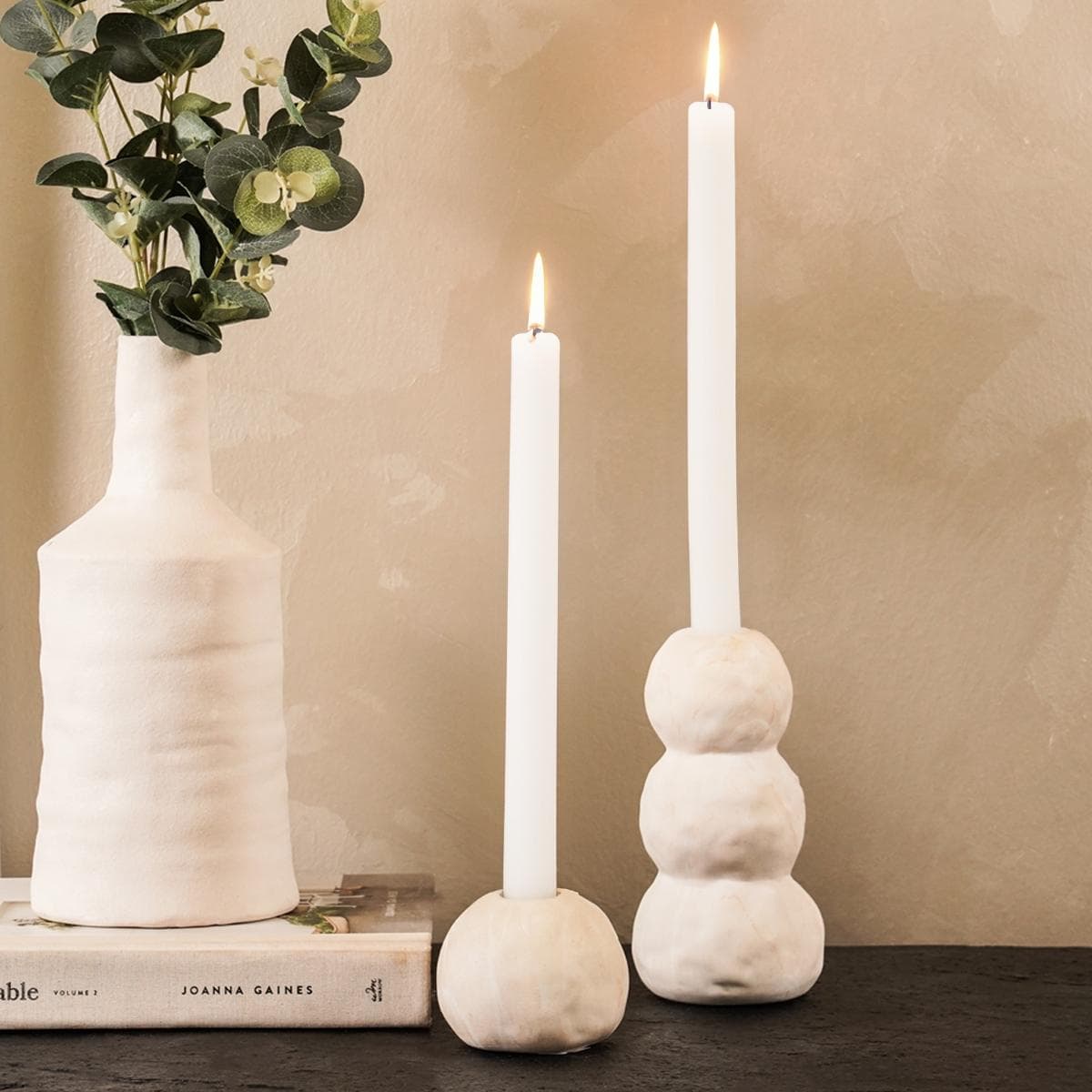 طقم شموع عشاء ديا أبيض 4 قطع