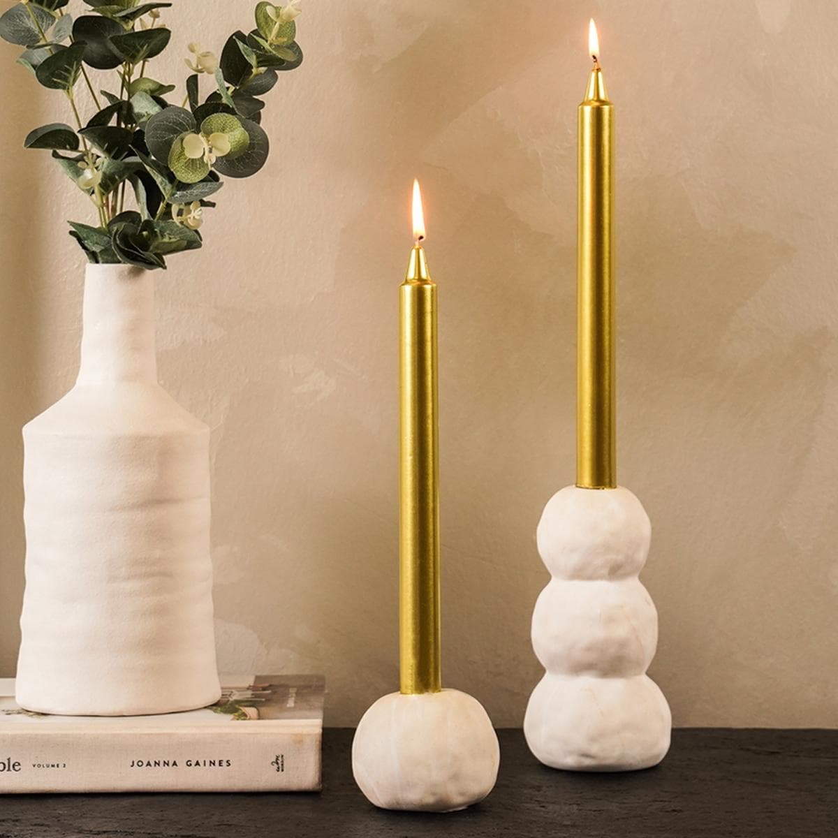 طقم شموع عشاء ديا ذهبي 4 قطع