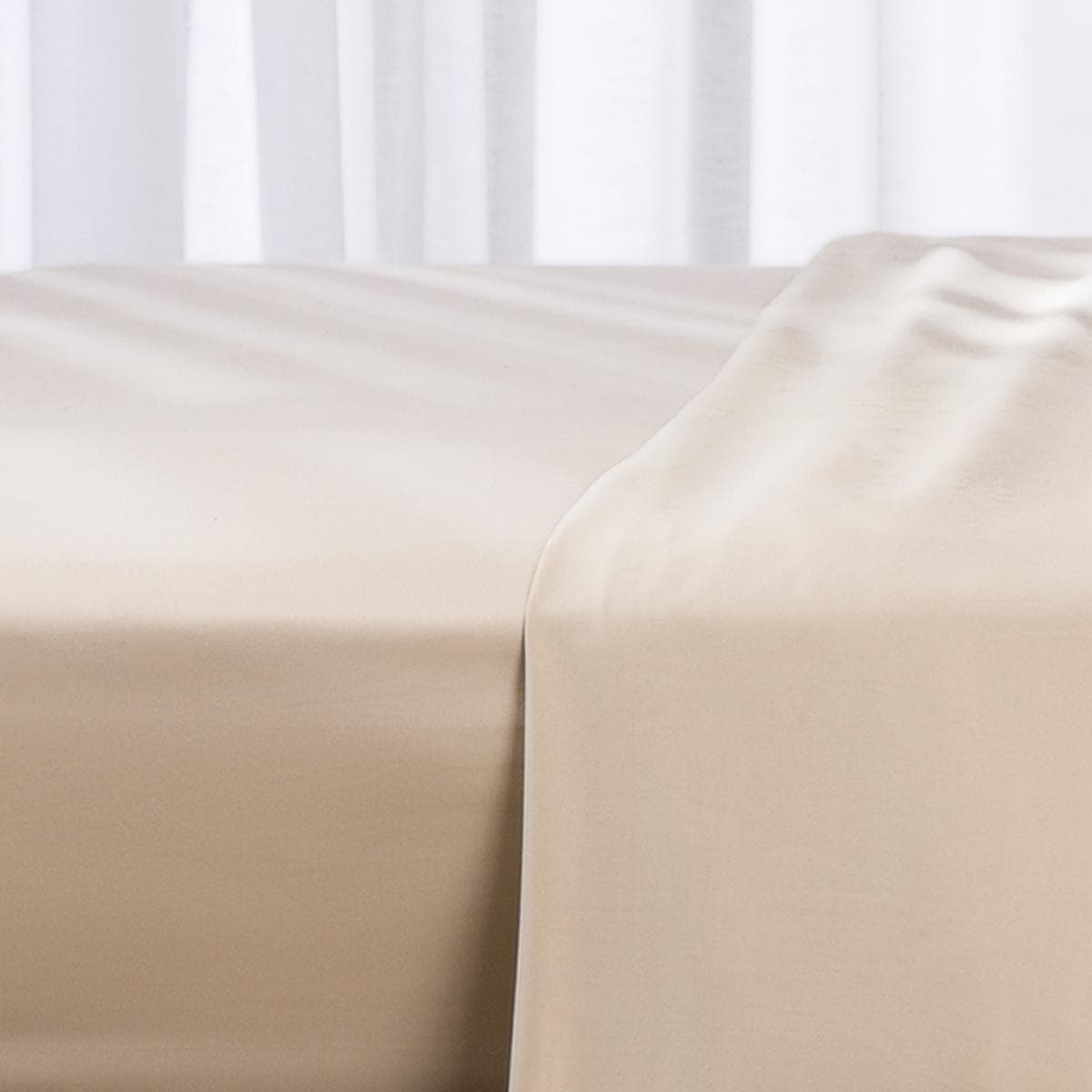 250 Thread Count Cotton Fitted Sheet Beige 160x200 cm