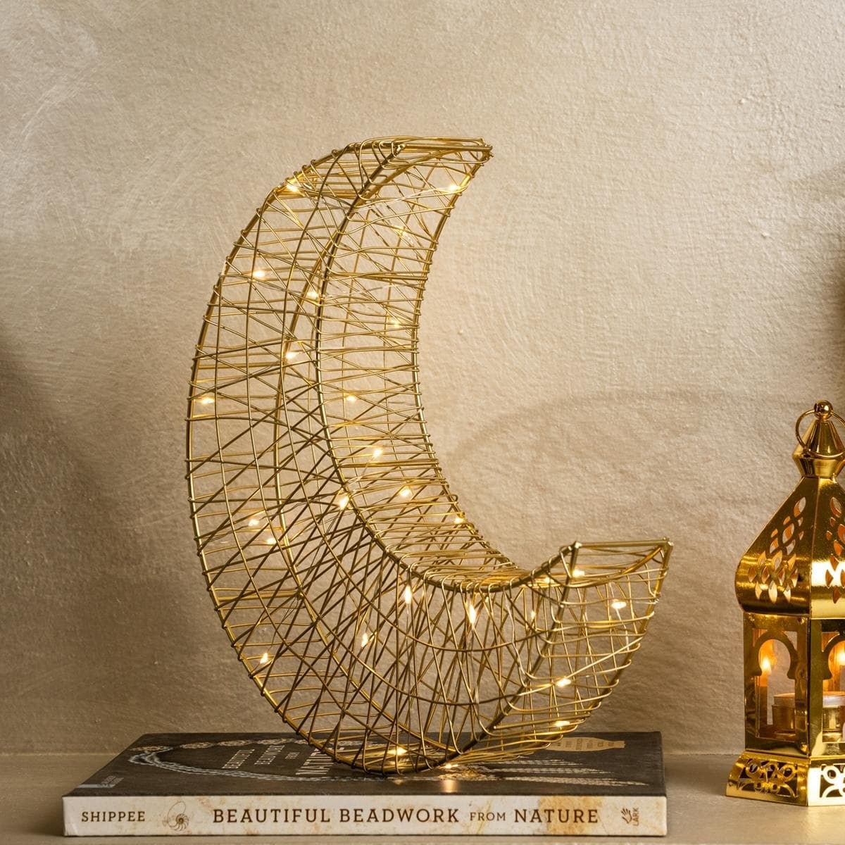 Crescent LED Light Gold 23X29X6 cm