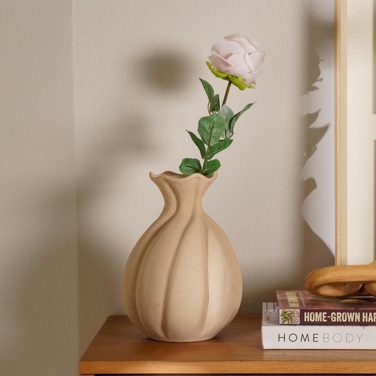 Silk Sparkle Open Rose Ivory 72x11 cm