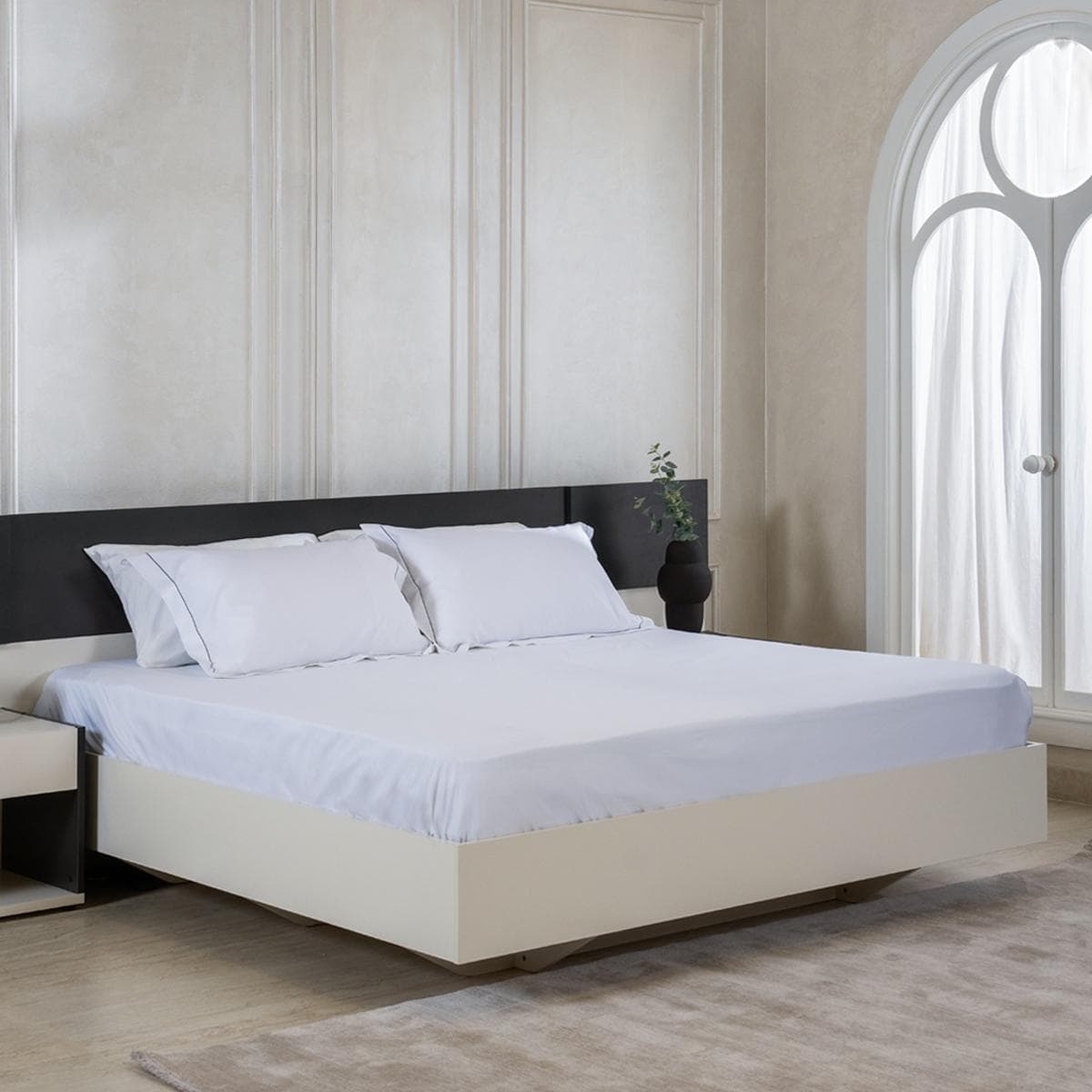 Spencer 600 Thread Count Fitted Sheet Stone 200x200 cm