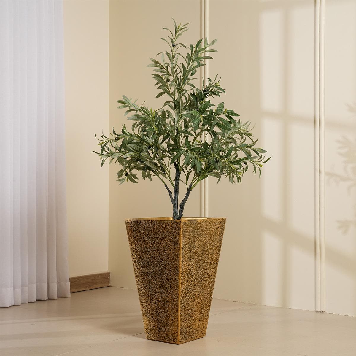 Thread Planter Gold 32X32X53.5 cm