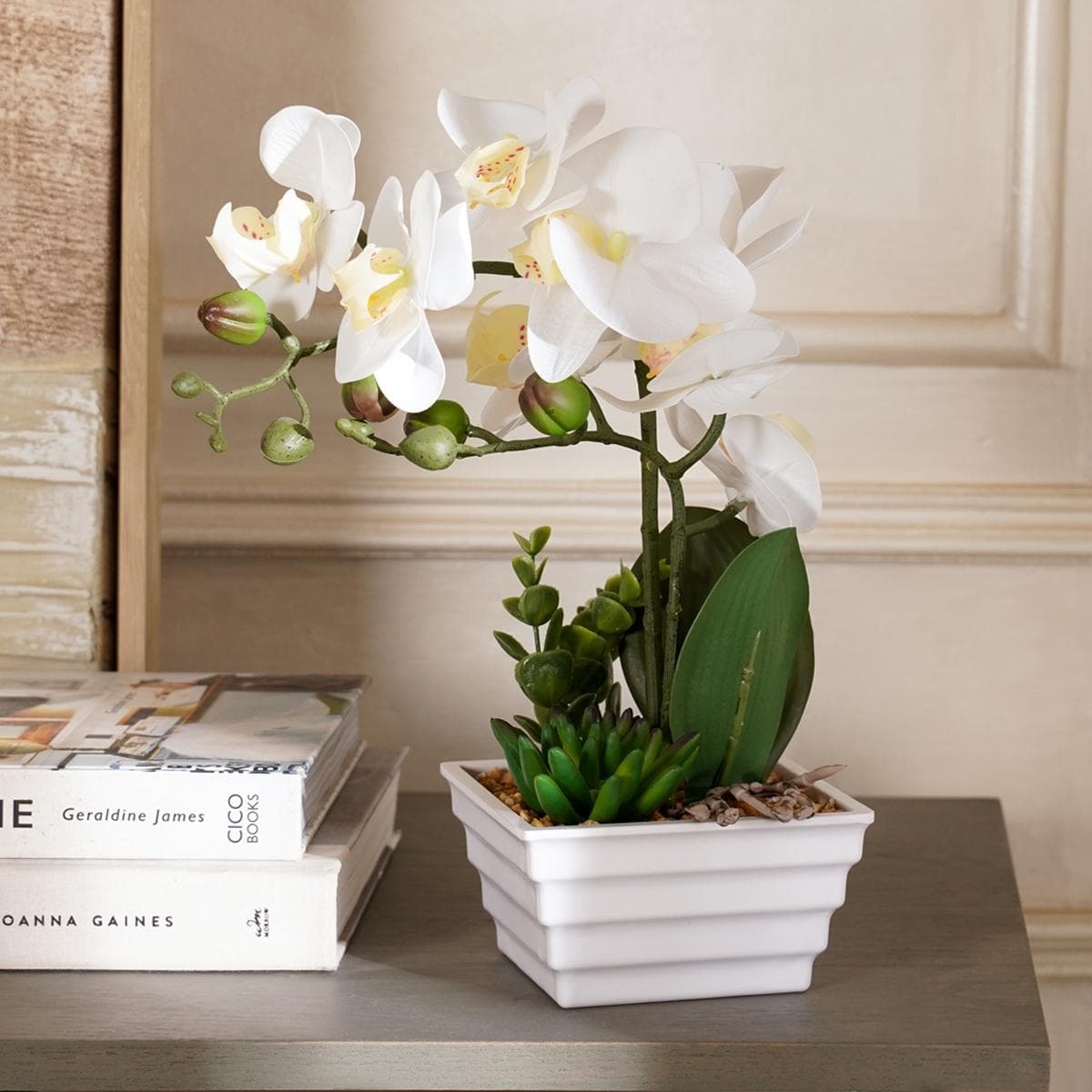 نبتة أوركيد اصطناعية خضراء في وعاء زرع 31 سم