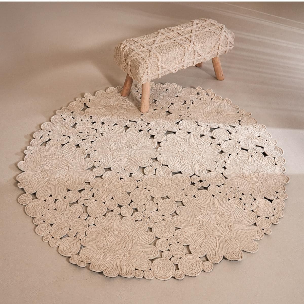 Flora Round Rug Ivory 160 cm
