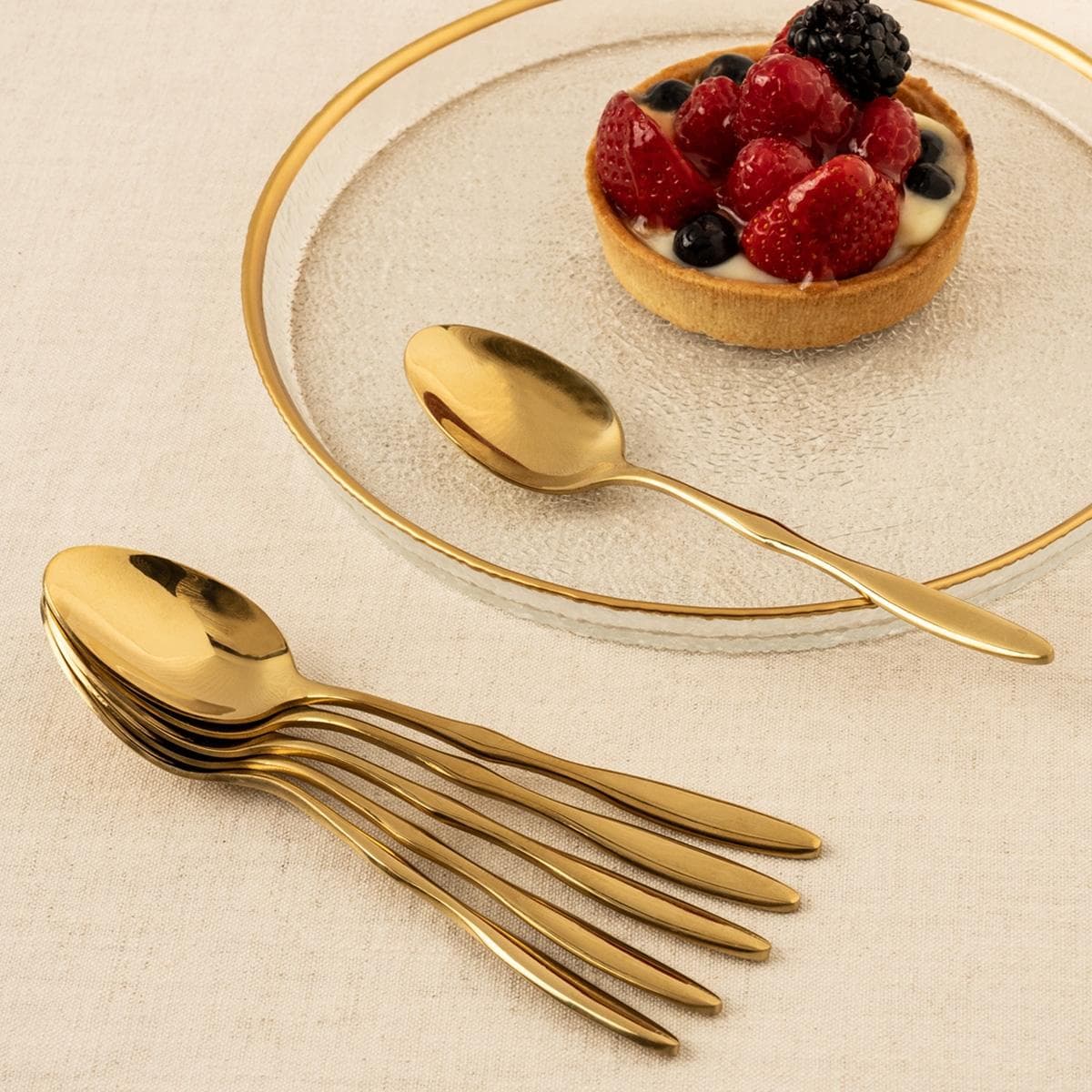 Ripple Stainless Steel Teaspoon Set 6Pcs Glossy Gold