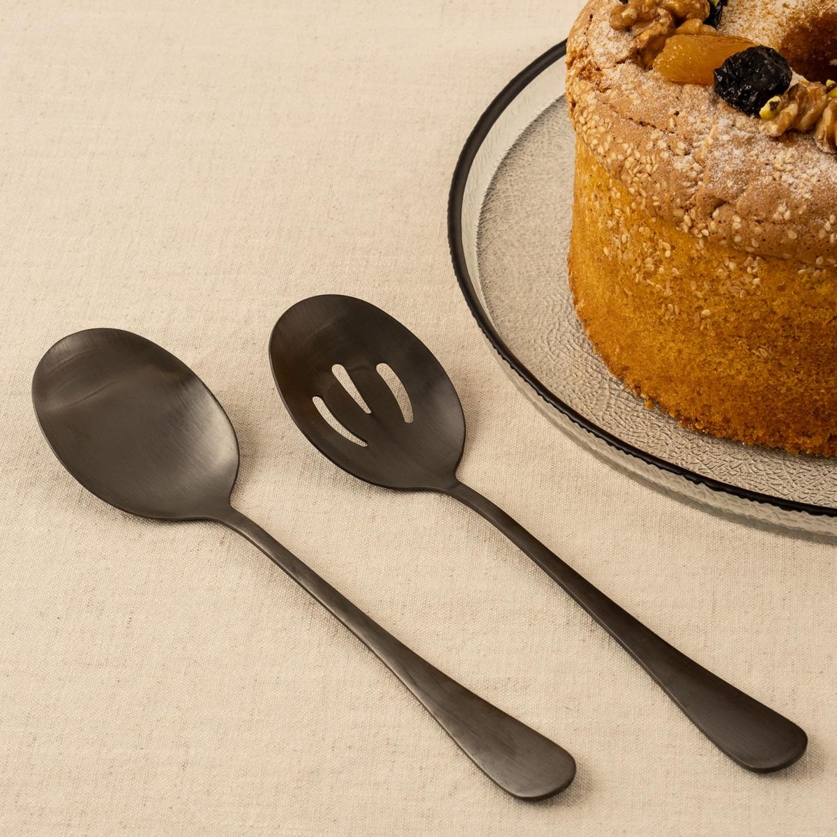 Nessy Stainless Steel Serving Set 2Pcs Glossy Black