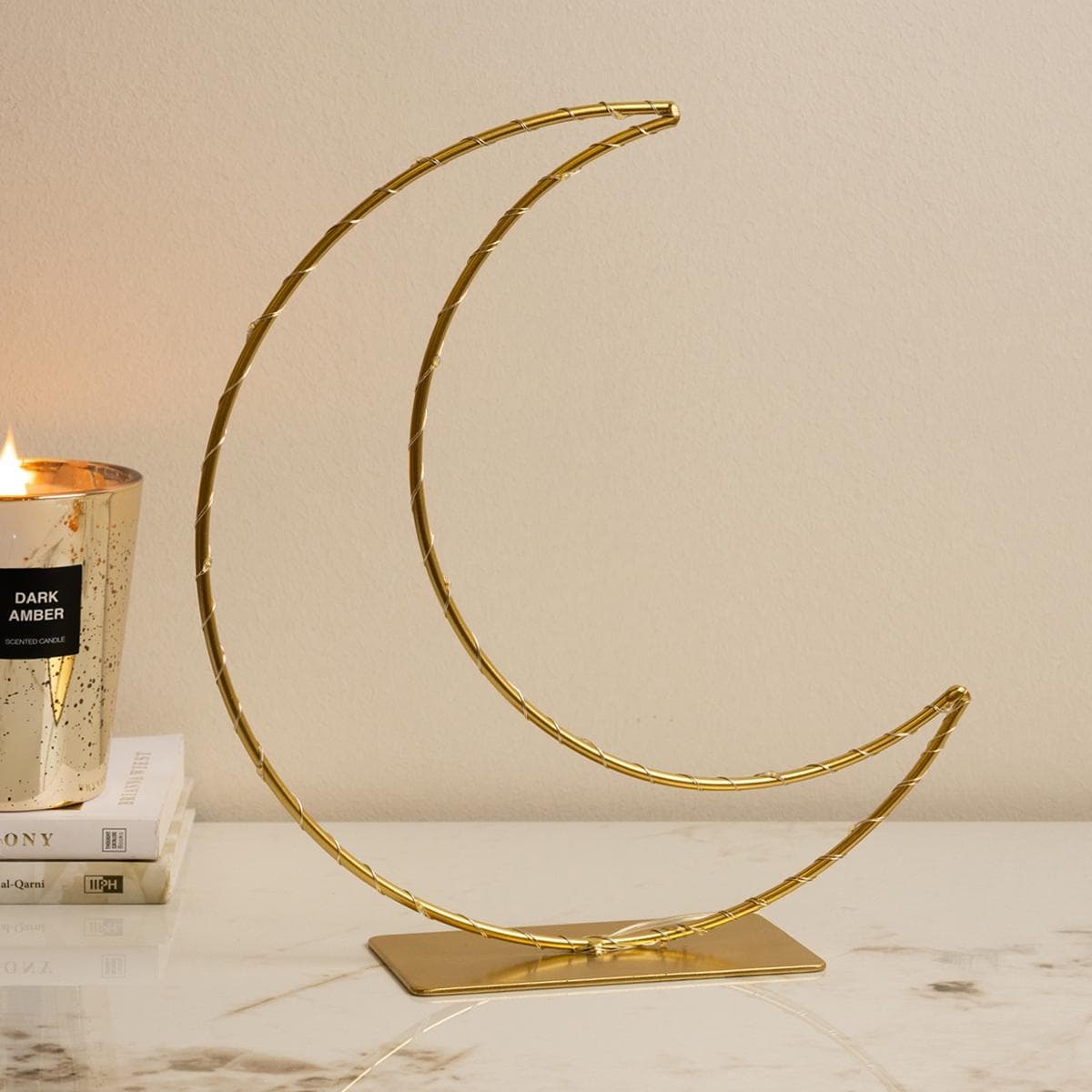 Crescent Metal Led Light Gold 30X30X39 cm