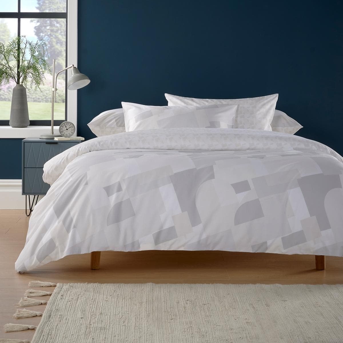 Blocks 2 Pcs Printed Duvet Cover Set White 135X200 cm