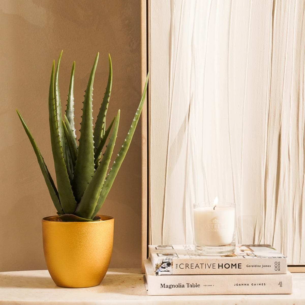 Artificial Aloe Vera Potted Plant Gold 47 cm