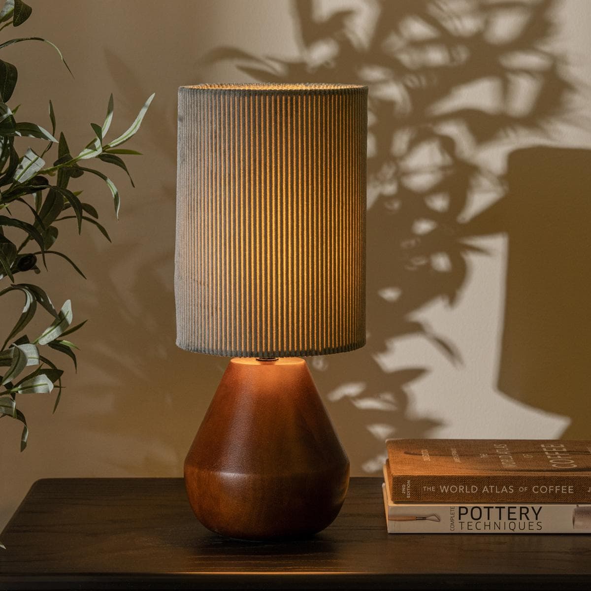 Renato Wood Table Lamp Grey D16 x H39 cm