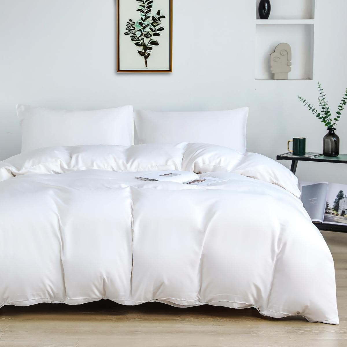 Bamboo 3 Pcs Duvet Cover Set White 220x240 cm