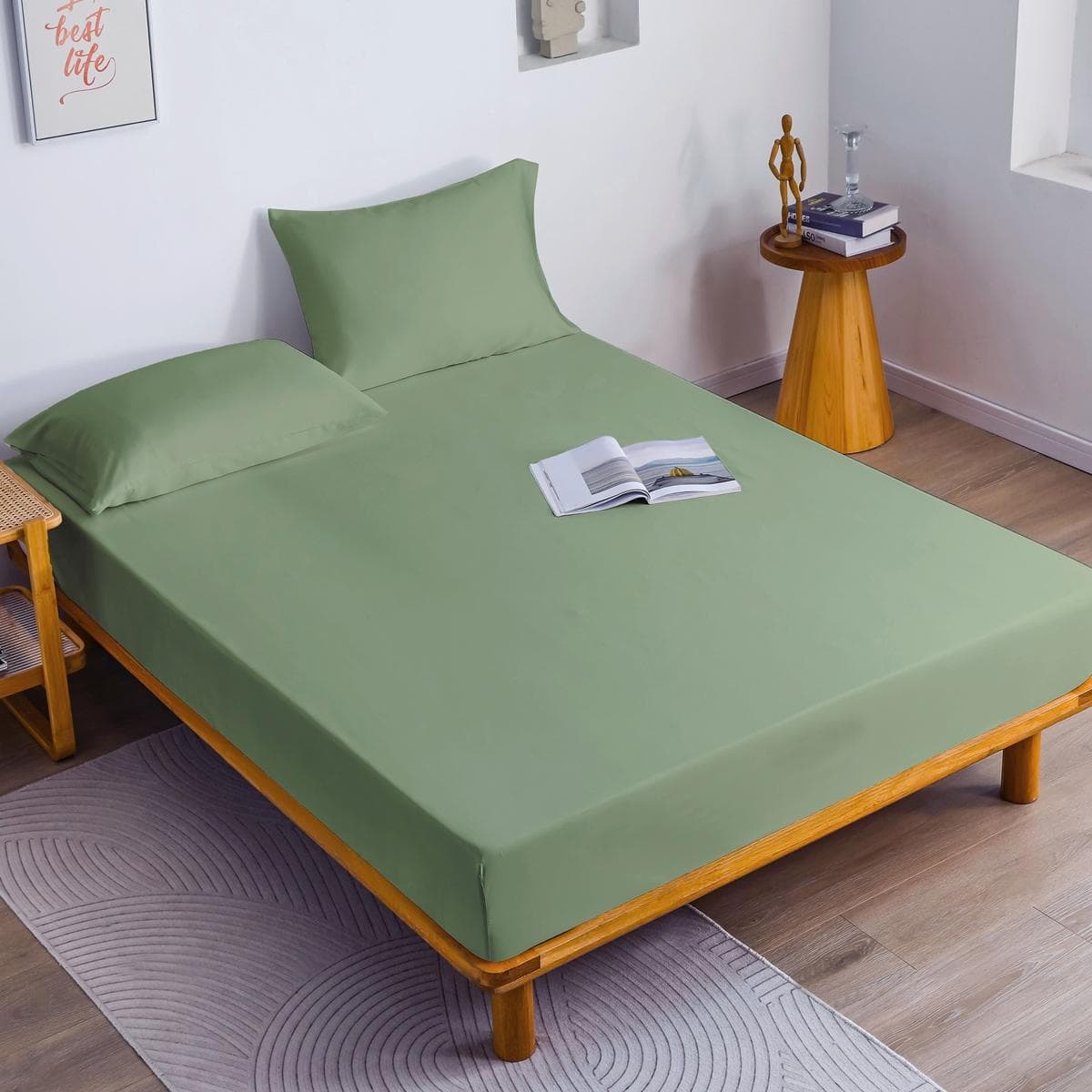 Bamboo Fitted Sheet Sage 200x200 cm