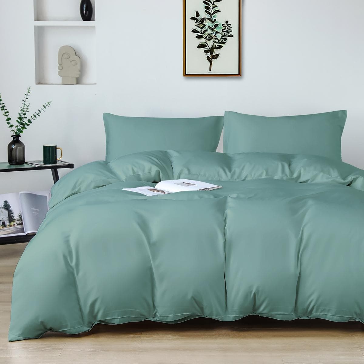 Bamboo 3 Pcs Duvet Cover Set Blue 220x240 cm