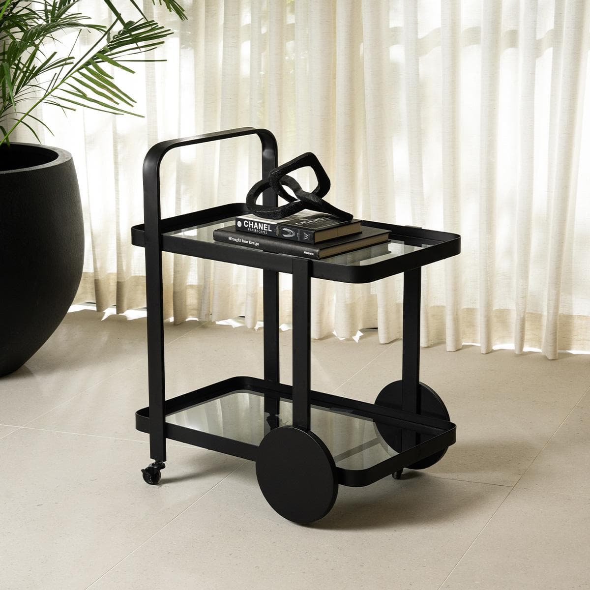 عربة تقديم سوداء 61.5×44×74 سم