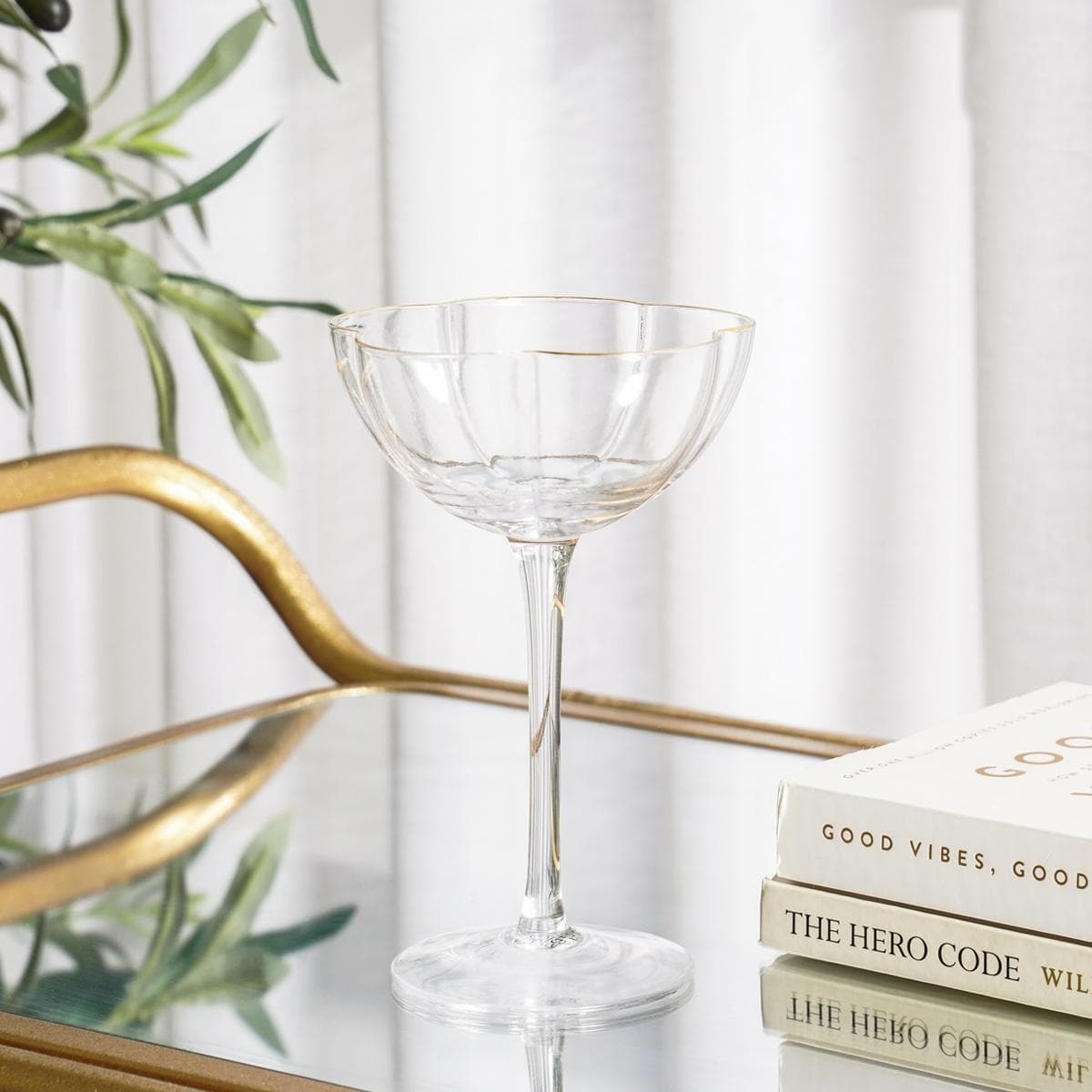 Plumeria Stem Glass Set 6Pcs Clear 