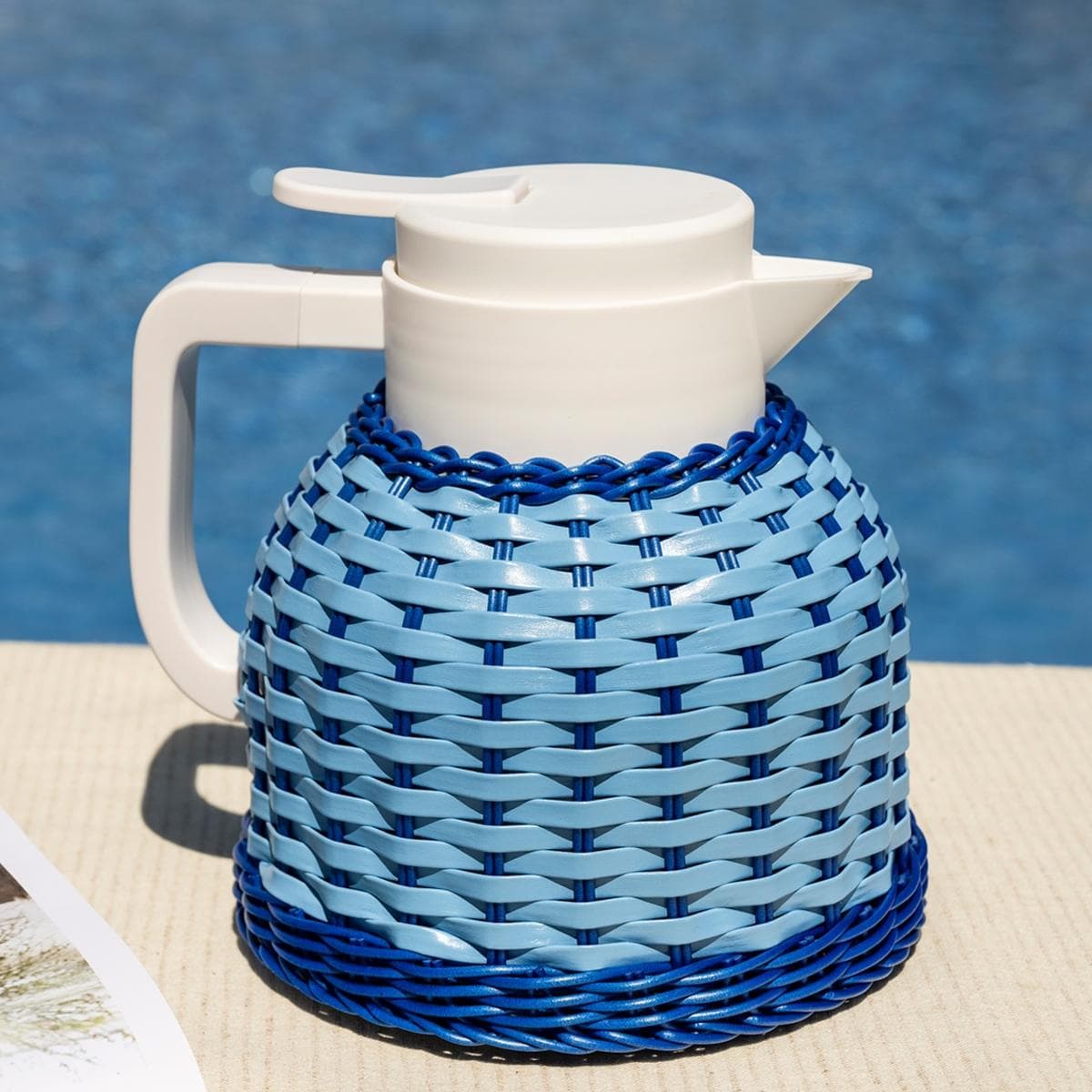 Rattan Tea Server 1.8 Ltr Blue 21X18X20 cm