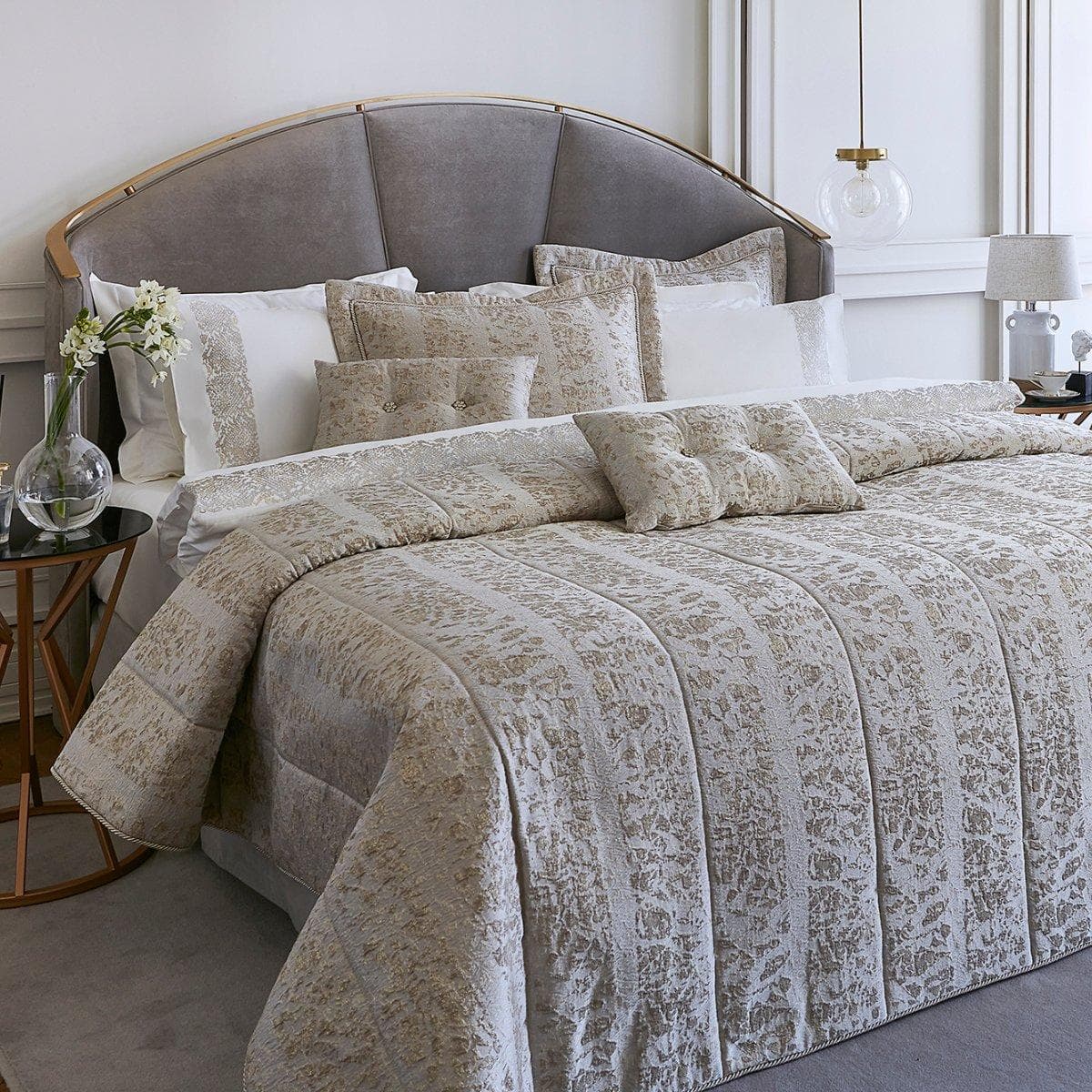 New Audrey 5Pcs Bridal Comforter Set Beige 260X270 cm