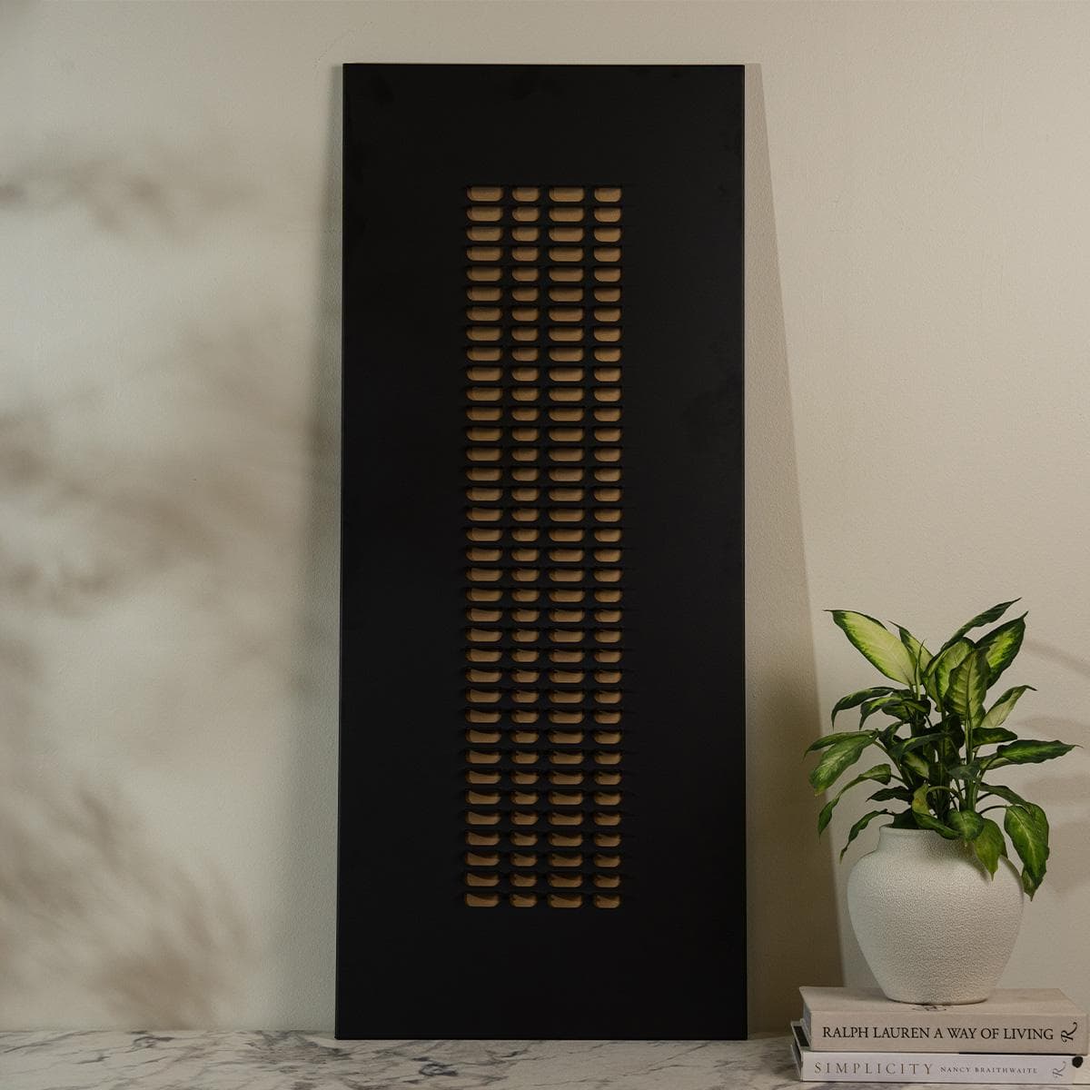 قطعة فنية جدارية راين سوداء 50×120 سم