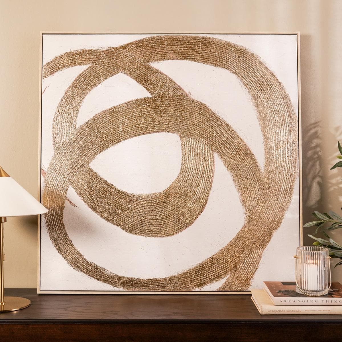 لوحة مطبوعة مومو ذهبية 100×100 سم