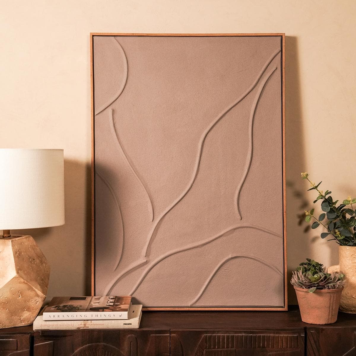 لوحة فنية مرسومة يدويًا 100% أكسل بنية 70×100 سم