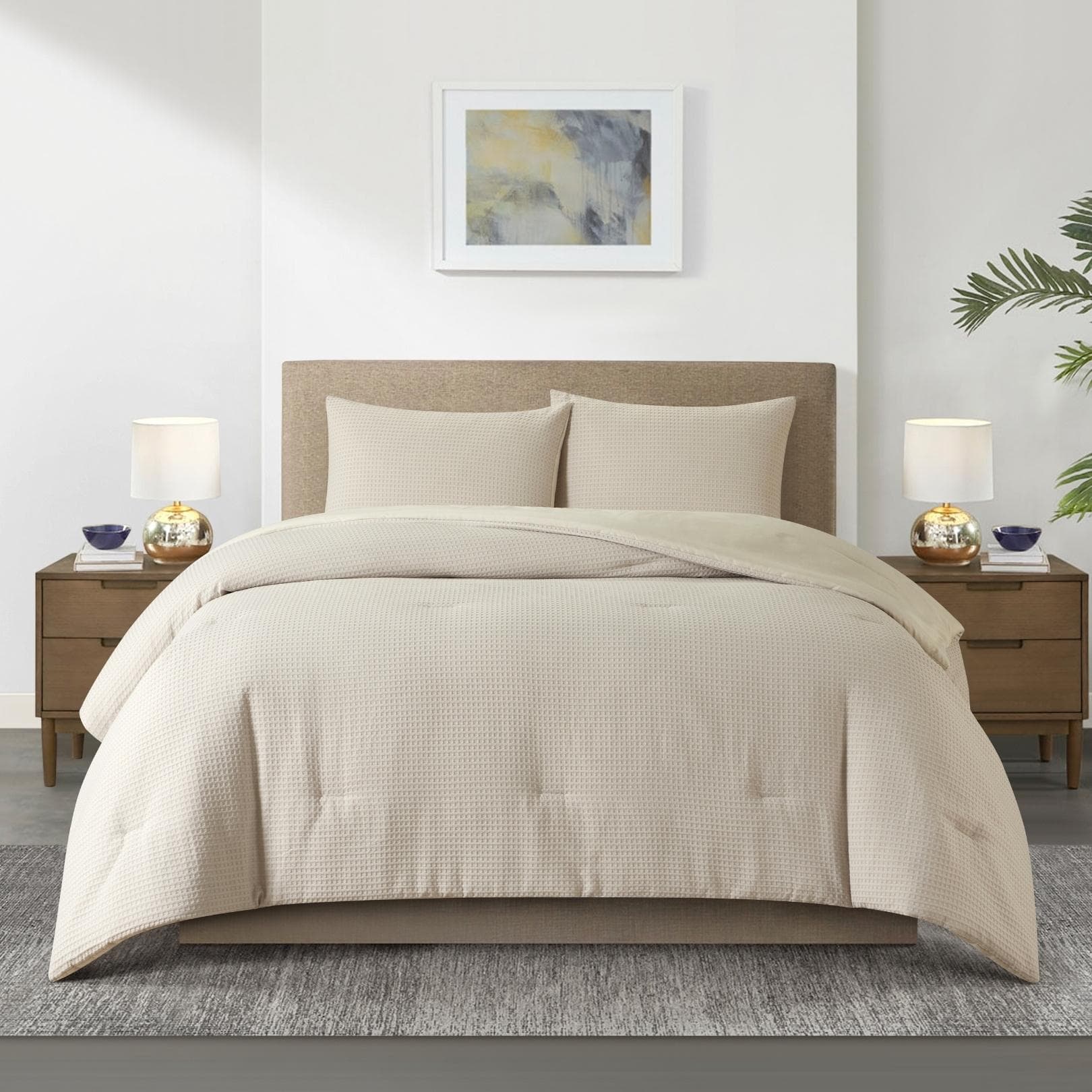 طقم ديباج وافل 5 قطع رمادي 180×220 سم