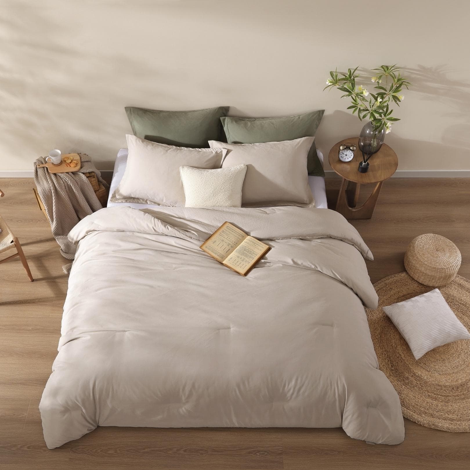 Hello 5Pcs Bed In A Bag Comforter Set Beige 180X220 cm