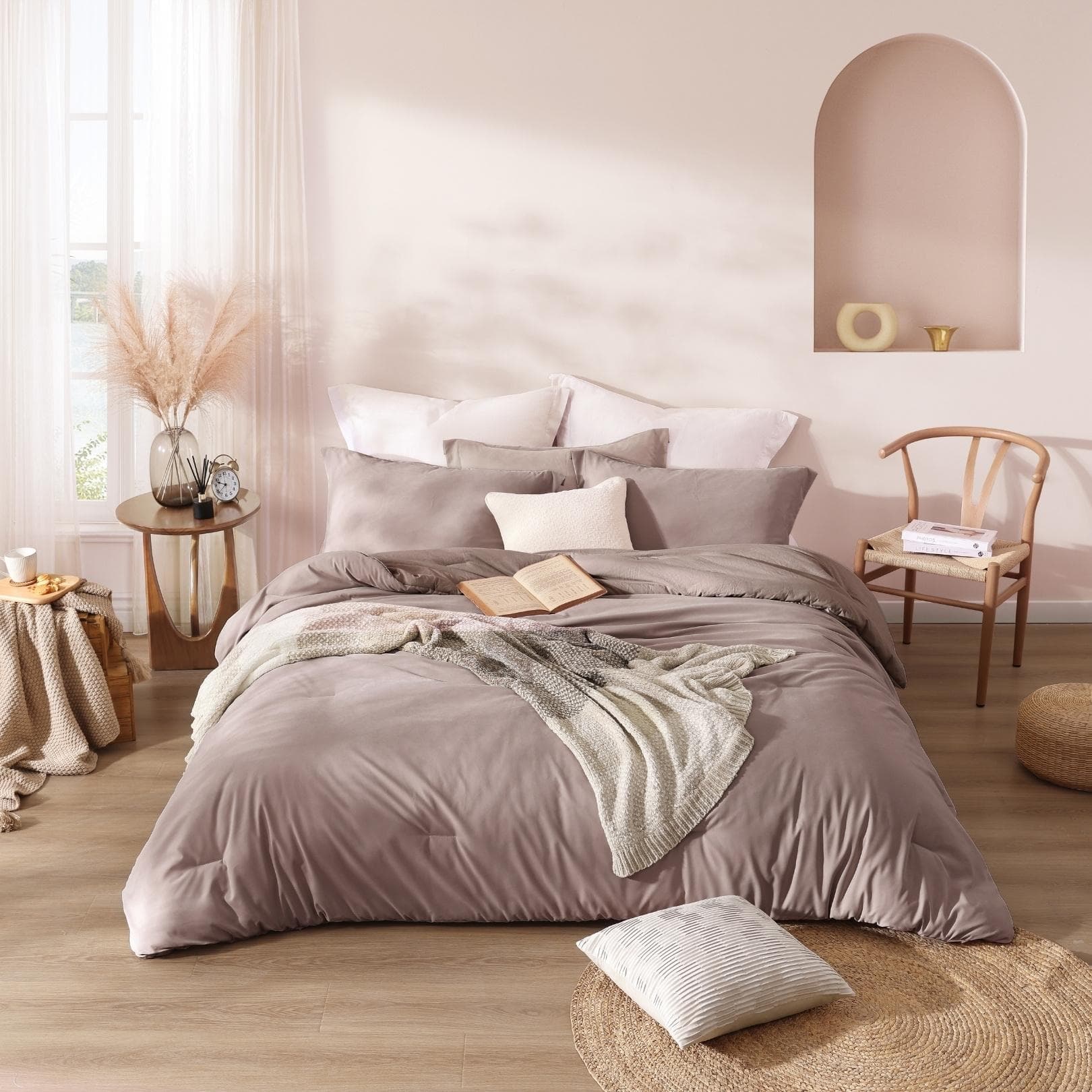 طقم ديباج هيلو 5 قطع رمادي 180×220 سم