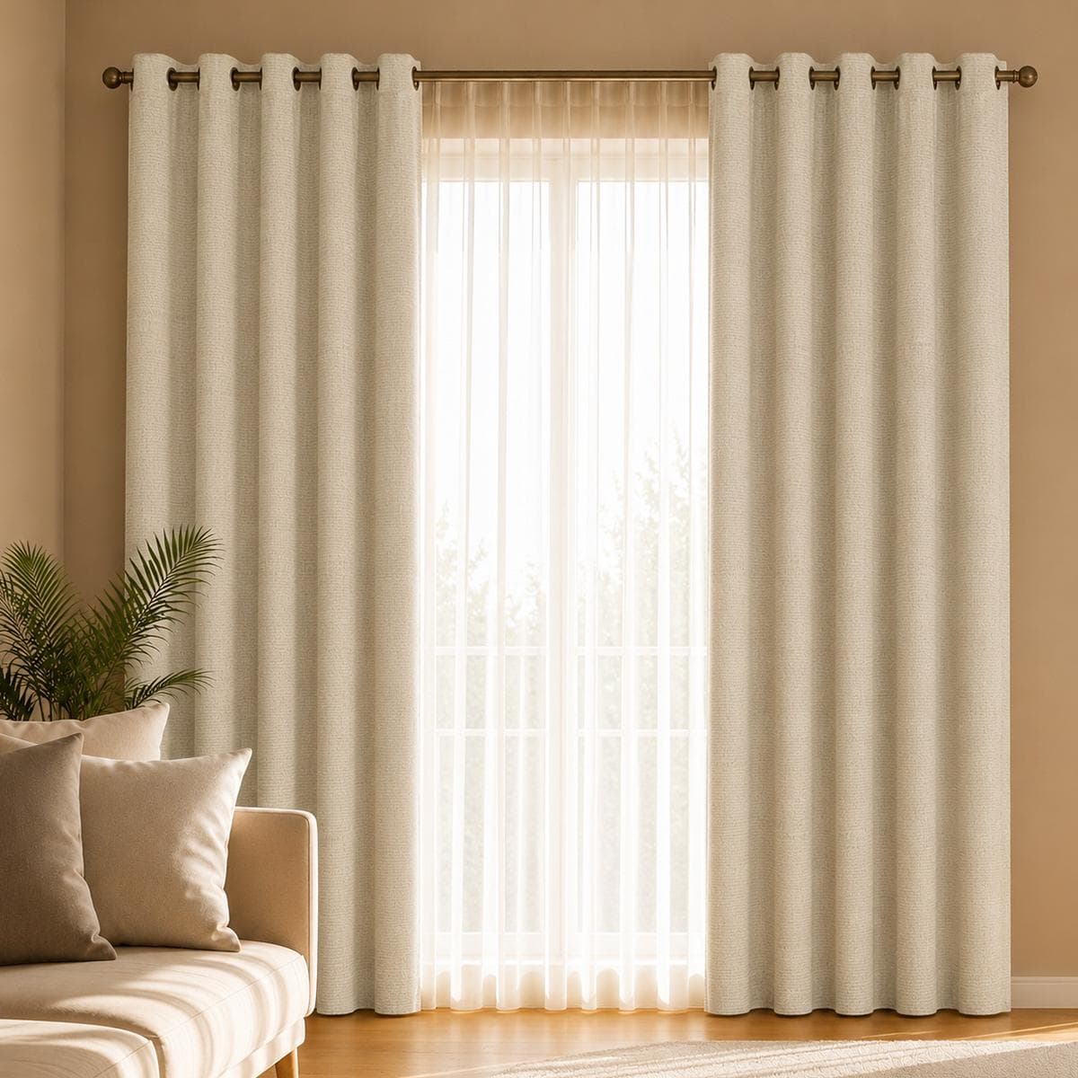 Ray Blackout Curtain Pair Taupe 140 X 300 cm  