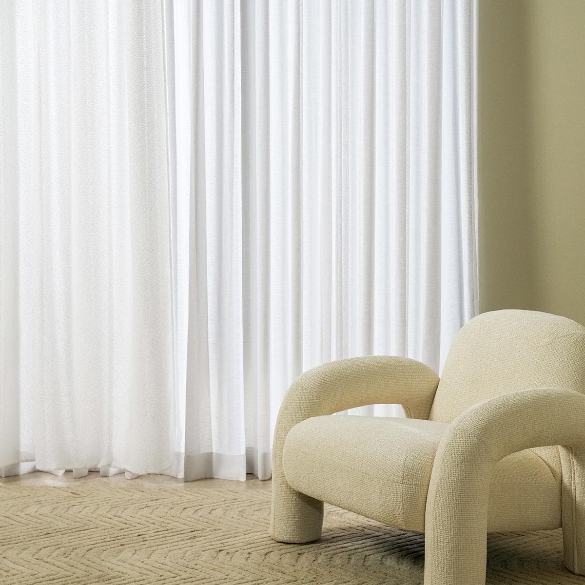 Boucle Curtain Panel White 140 X 300 cm  