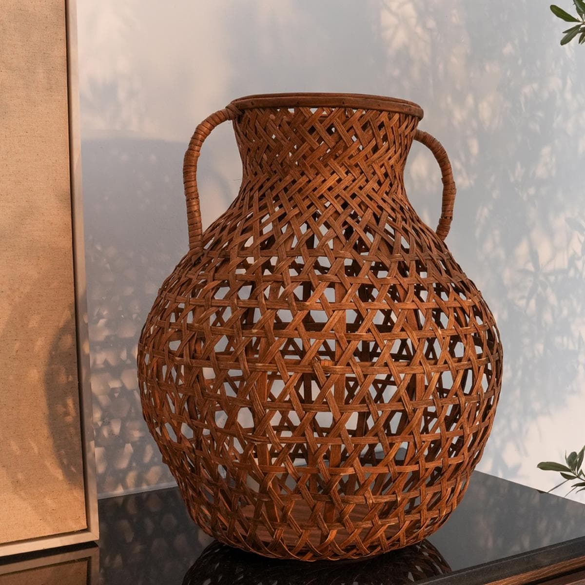 مزهرية بامبو طبيعية 42×36×36 سم