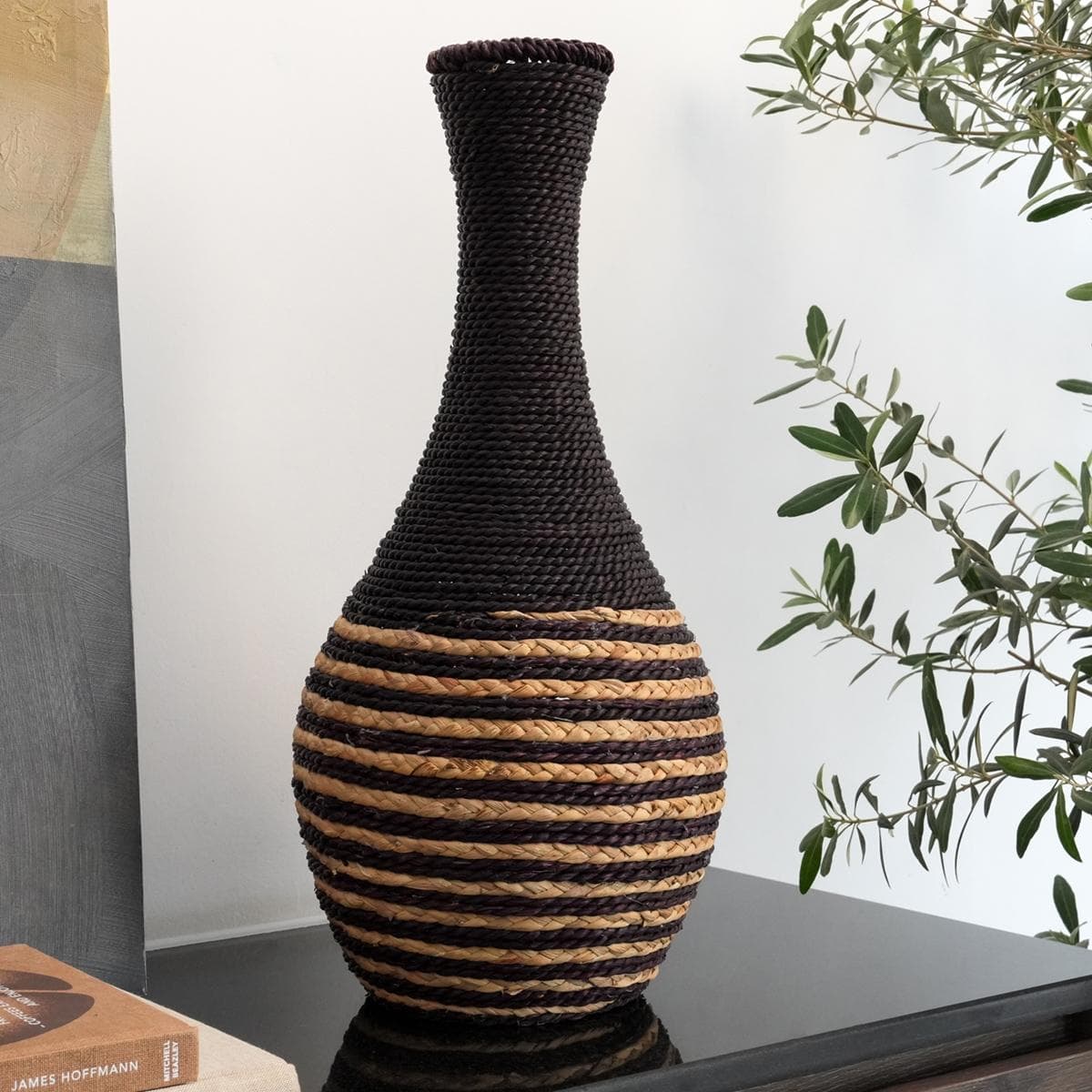 مزهرية جاز غراس أسود/طبيعي 54×24×24 سم