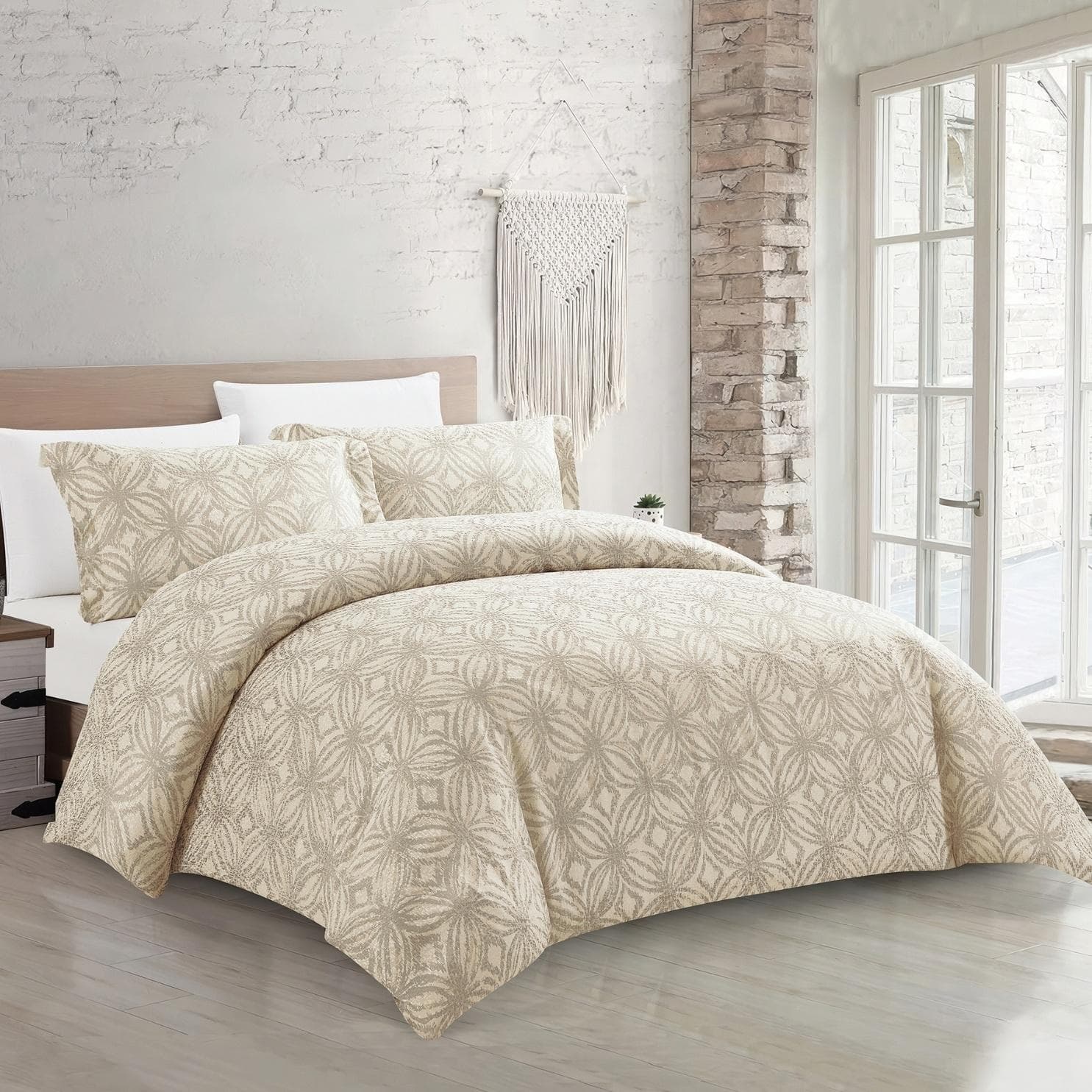 Cloe 5Pcs Luxury Jacquard Duvet Cover Set Silver 220X240 cm