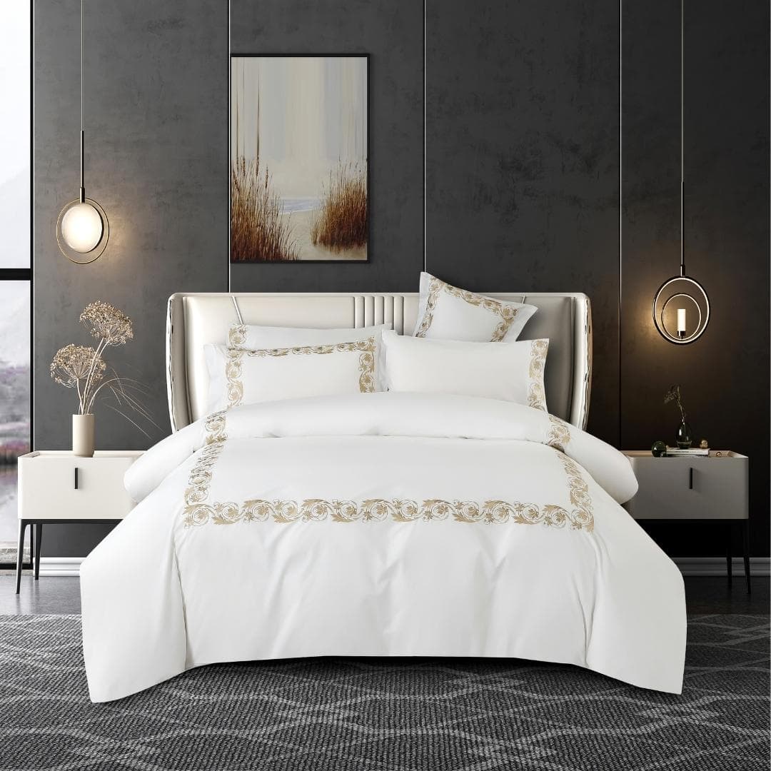 Tori 5Pcs Embroidered Duvet Cover Set Gold 220X240 cm