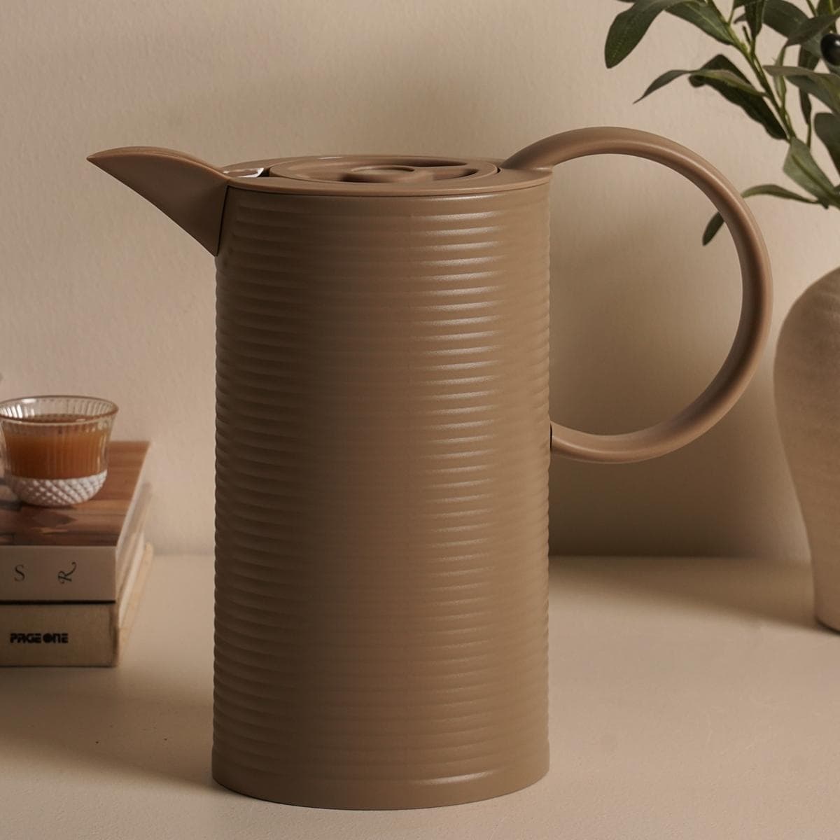 Ribbed Coffee Server Beige 1.0 Litre