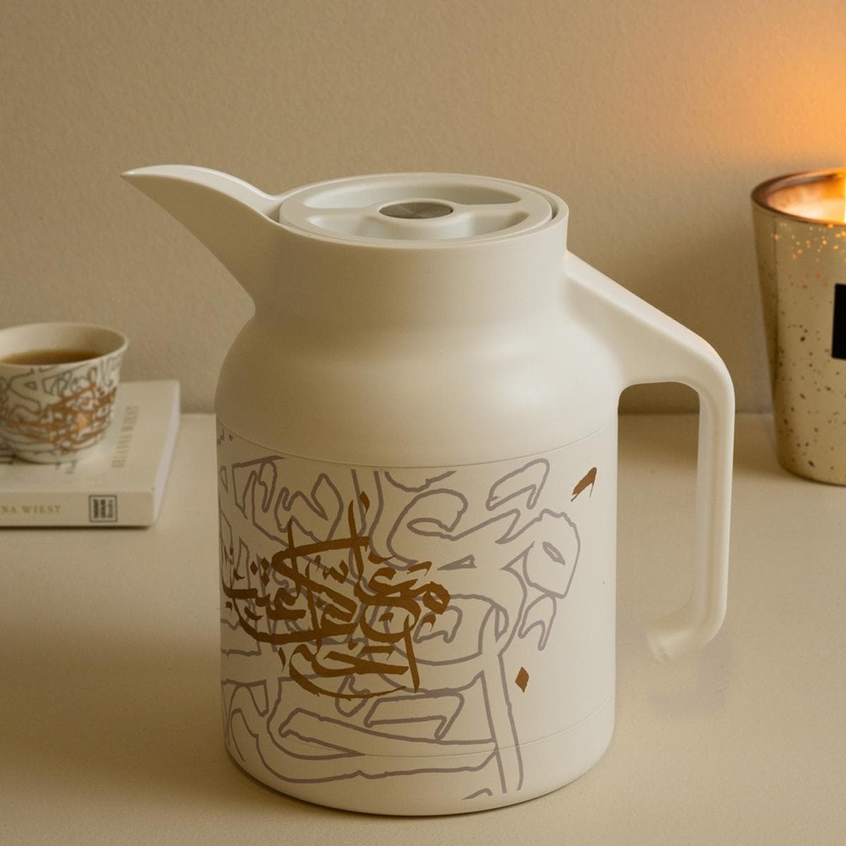 دلّة قهوة ستانلس ستيل لمتنا رمادي/ذهبي 1.5 لتر