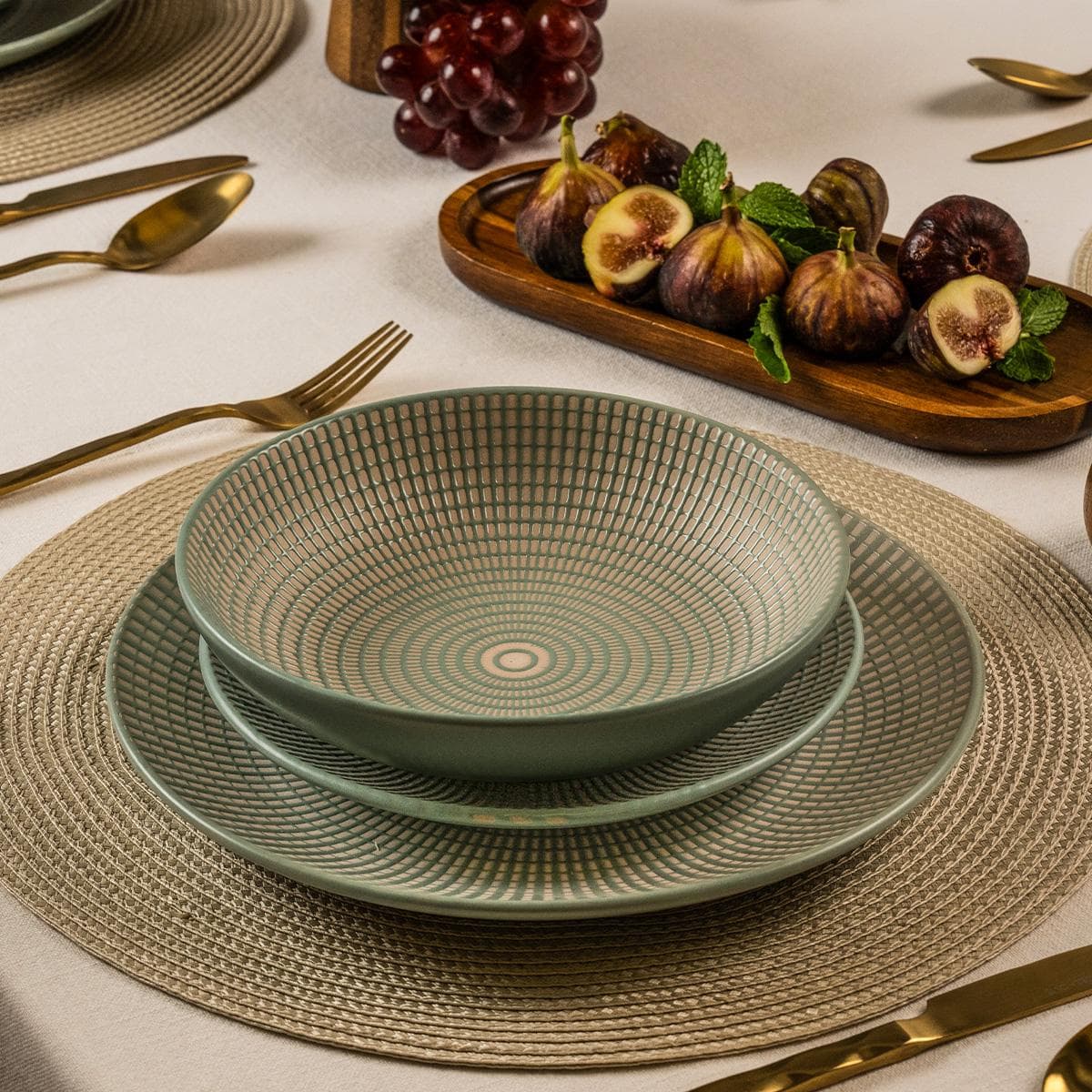 طقم عشاء سيرك إمبر من الفخار 18 قطعة تركوازي