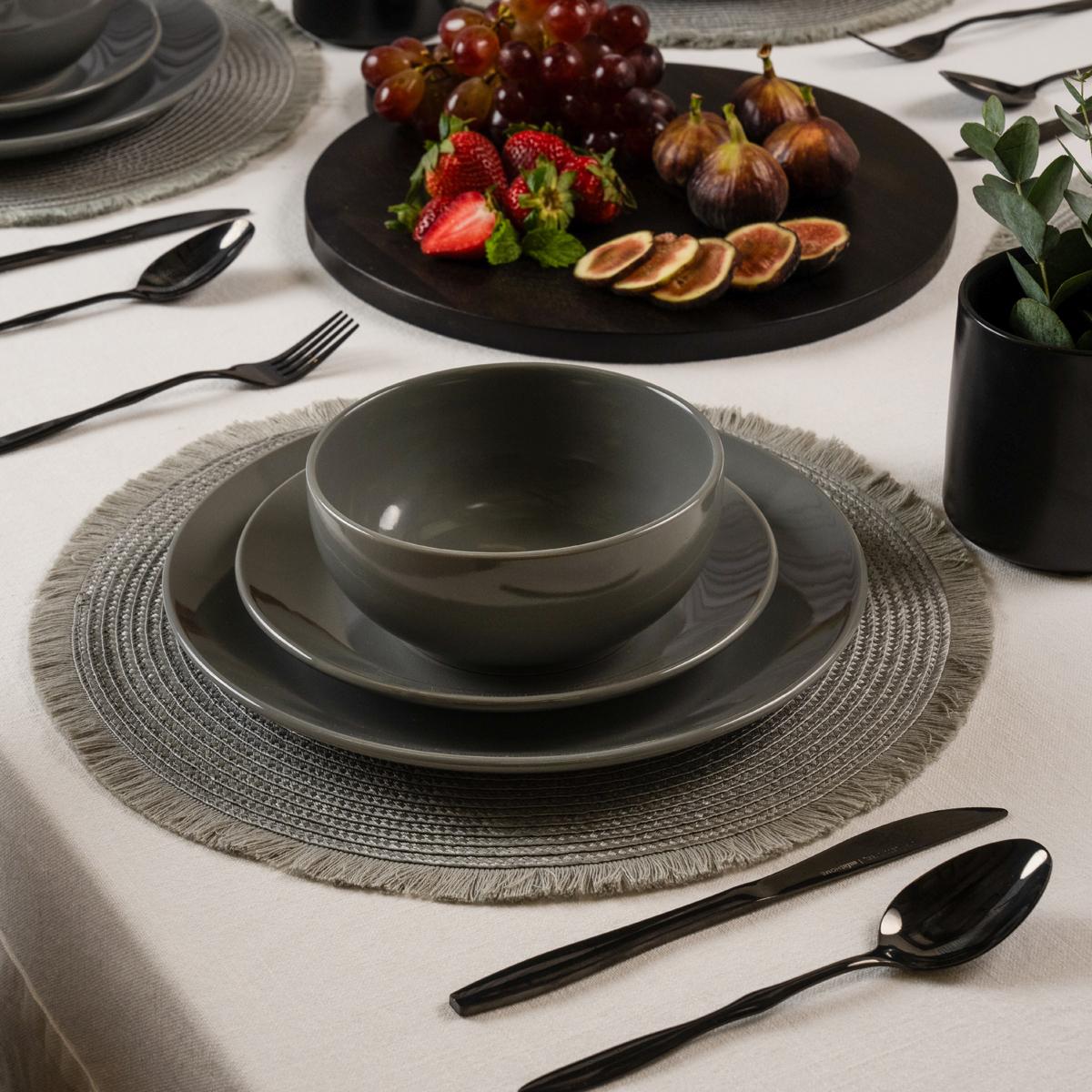 Priya Stoneware Dinner Set 18Pcs Grey