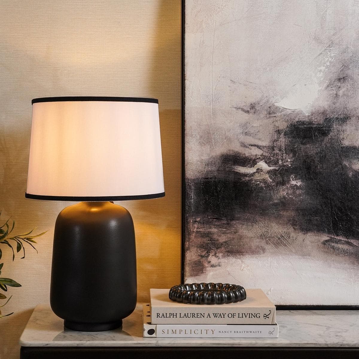 Juls Ceramic Table Lamp Matt Black H:60 X D:36 cm  