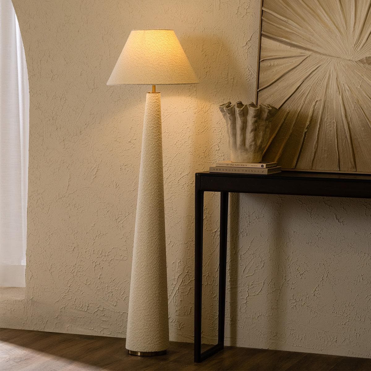 Brie Boucle Floor Lamp Grey D43X150H cm
