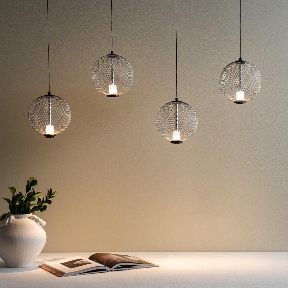 Duni Pendant Lamp Black/Silver 150 cm