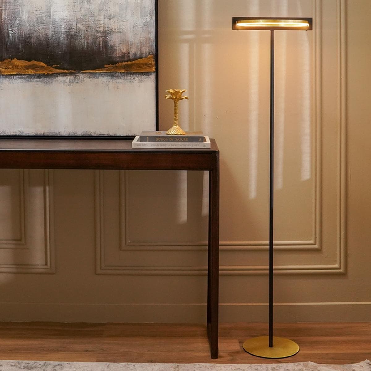 مصباح أرضي لونا أسود/ذهبي ارتفاع: 140 سم