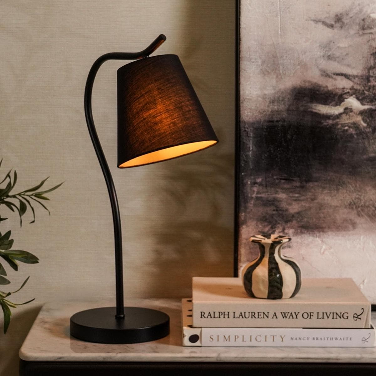 مصباح طاولة ريز أسود ارتفاع: 53 سم