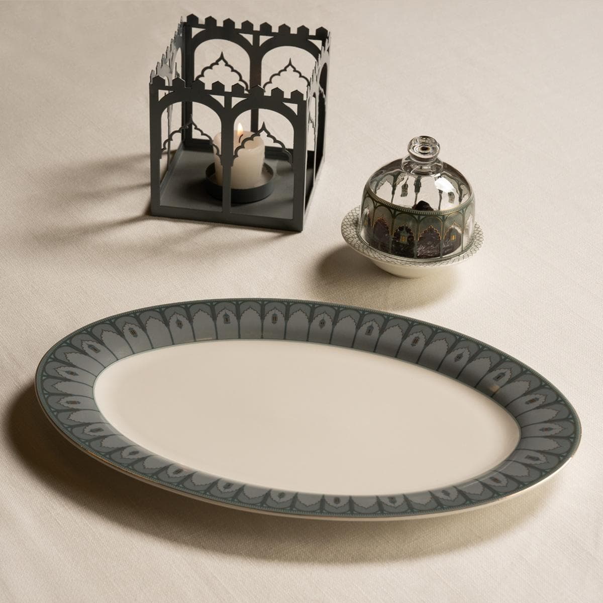 Qaser New Bone Serving Plate 1Pc Grey