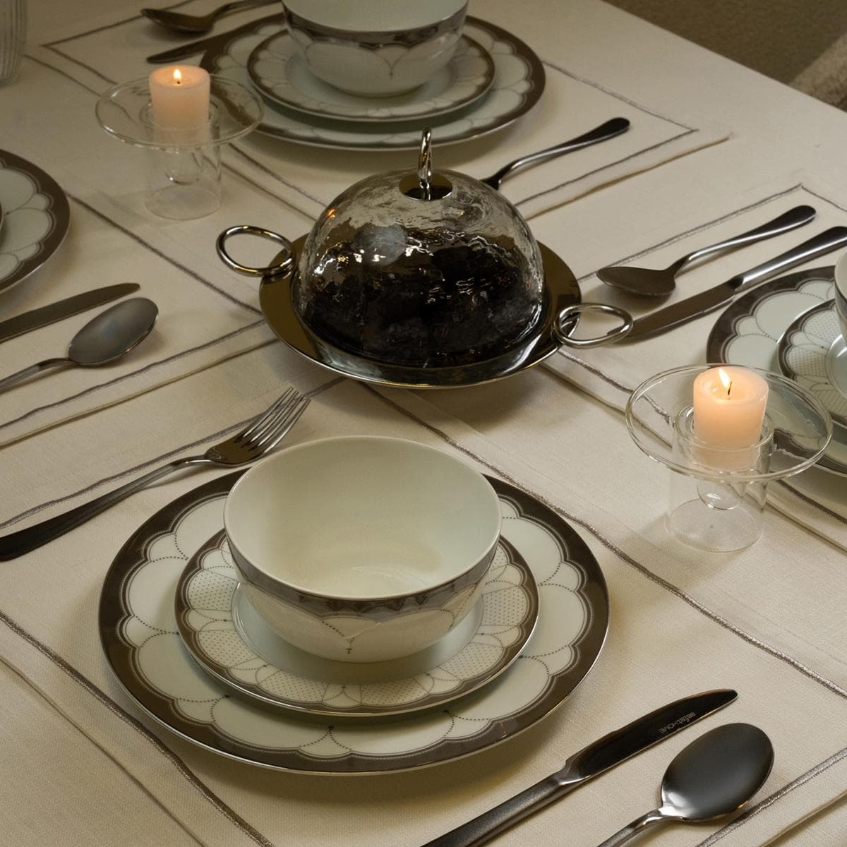 Joury Porcelain Dinner Set 18Pcs Silver
