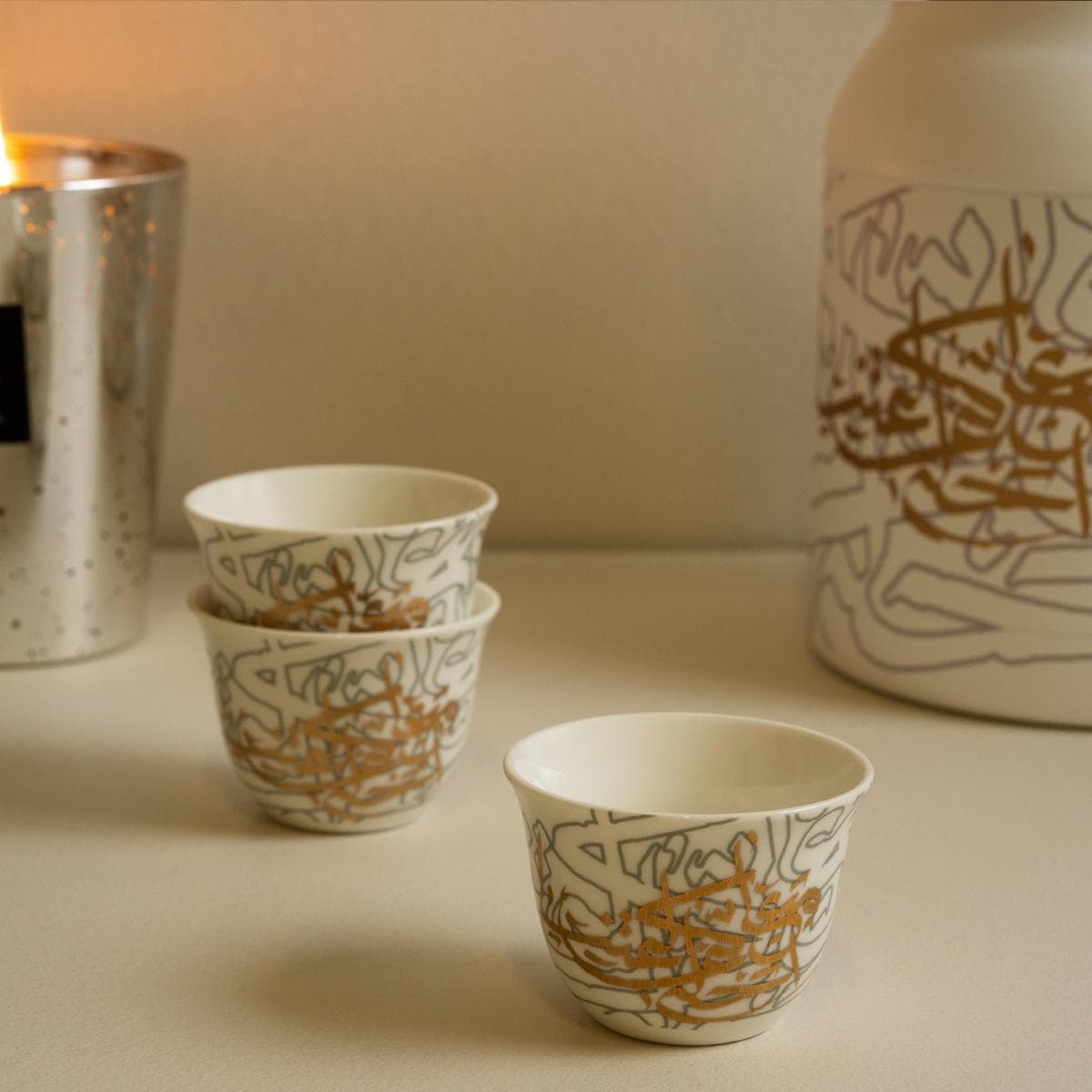 Lamatna New Bone Gahwa Cup Set 6Pcs Gold