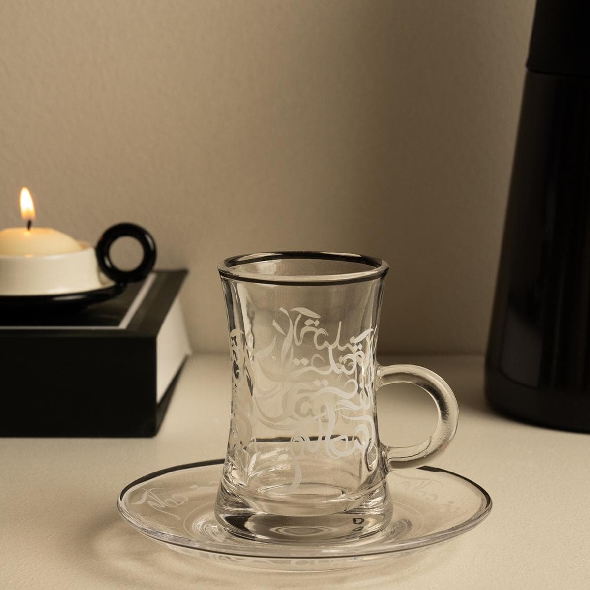 Alfarha Glass Istikana Set 6Pcs Black
