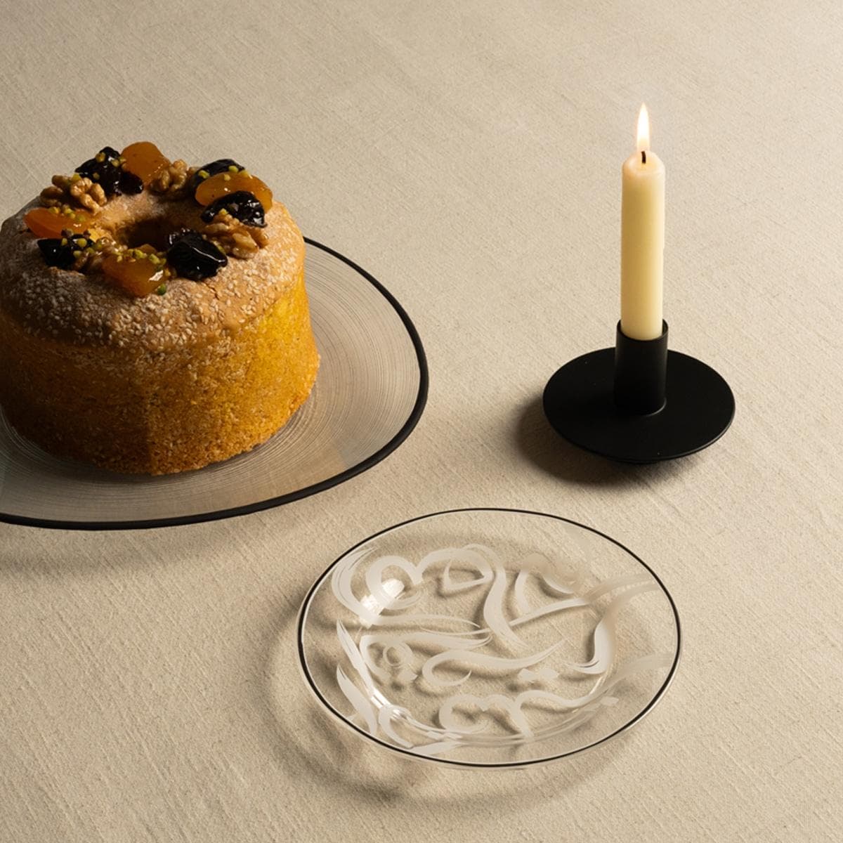 Alfarha Glass Sweet Plate Set 6Pcs Black