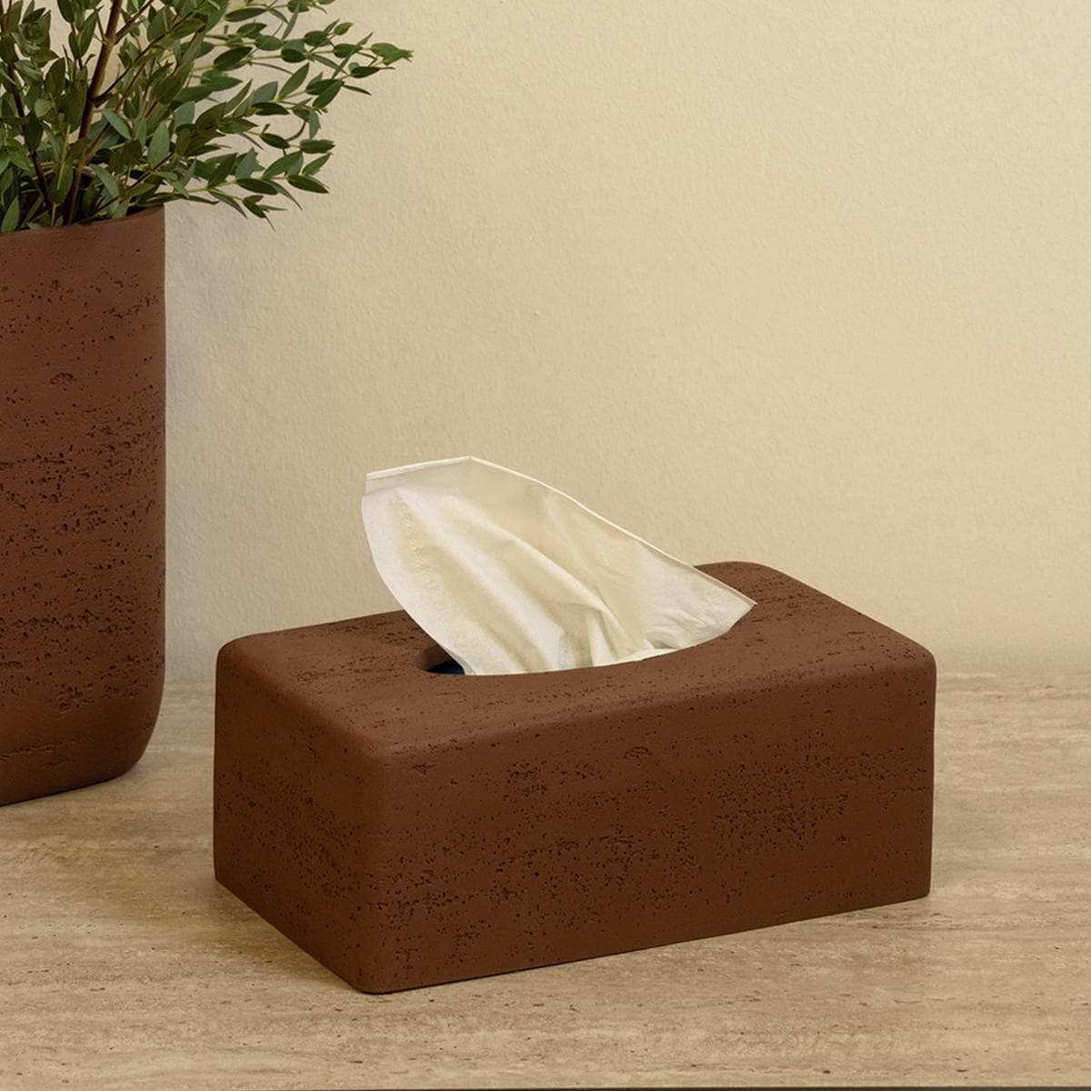 Speckle Resin Tissue Box Brown 27X15X10 cm