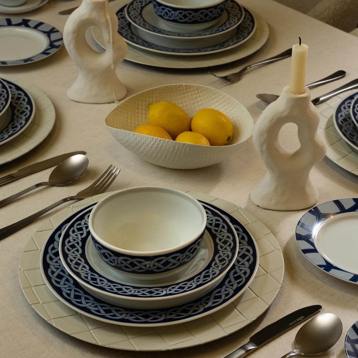 طقم عشاء بورسلين مارين 36 قطعة أزرق